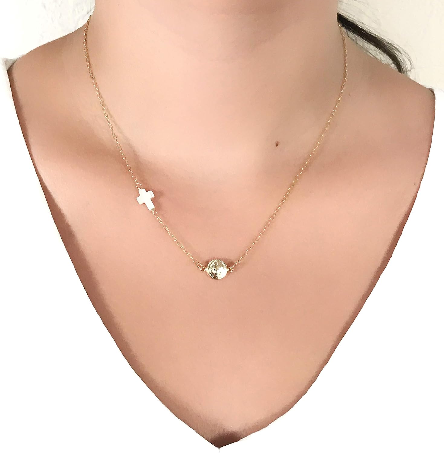 Dainty St Benedict Necklace 18K Gold Plated Chain 17 Inches San Benito Jewelry - Image 3