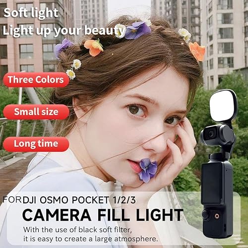 Miniatura 4 de Luz de relleno LED ajustable para cámara DJI Osmo Pocket3, lámpara de luz de llenado LED ajustable y adaptador de abrazadera de soporte para DJI