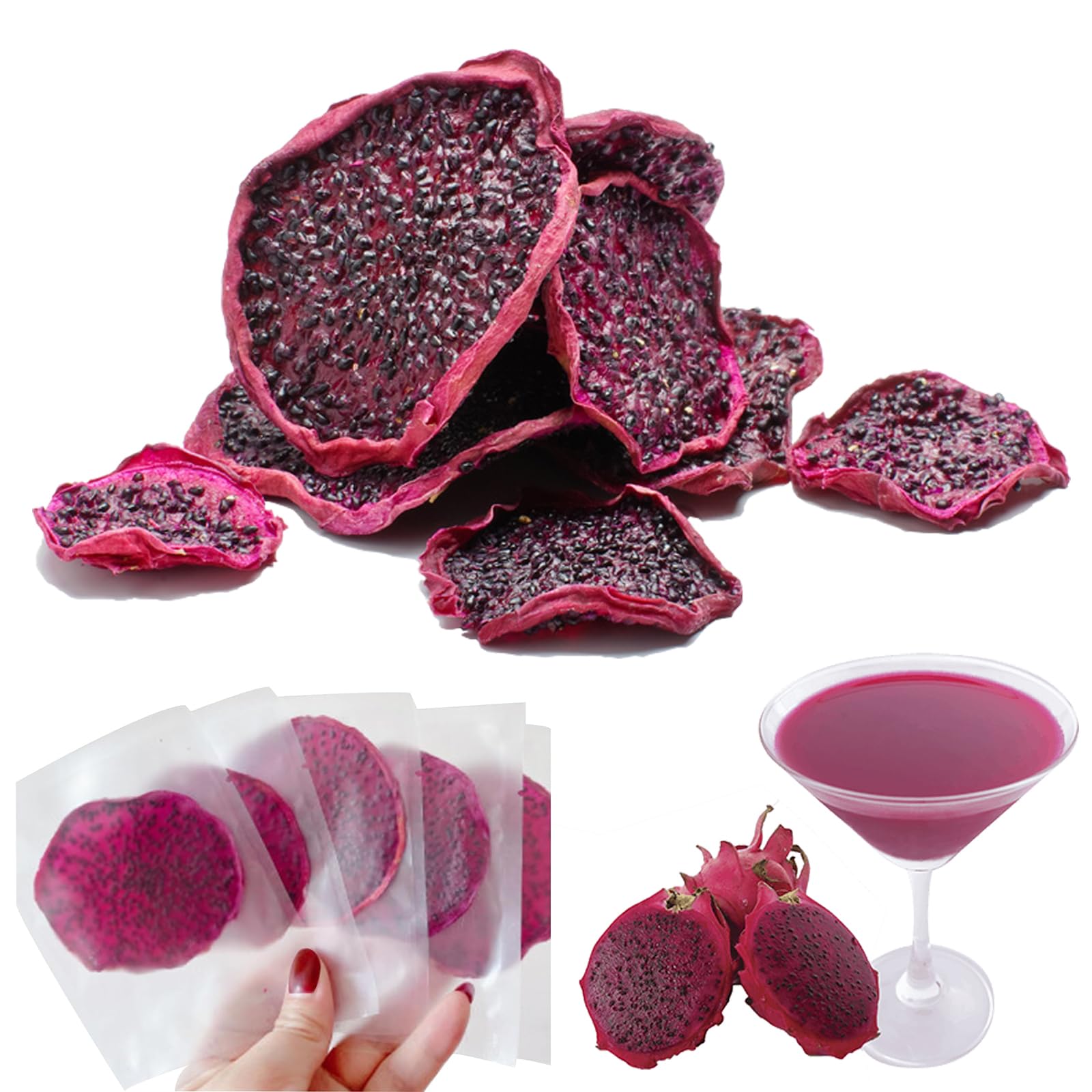 Slices of Dragon Fruit,Dried Dragon Fruit Slices,Low Temperature Roast,Dried Pitaya,Independent Packaging 200g/7oz