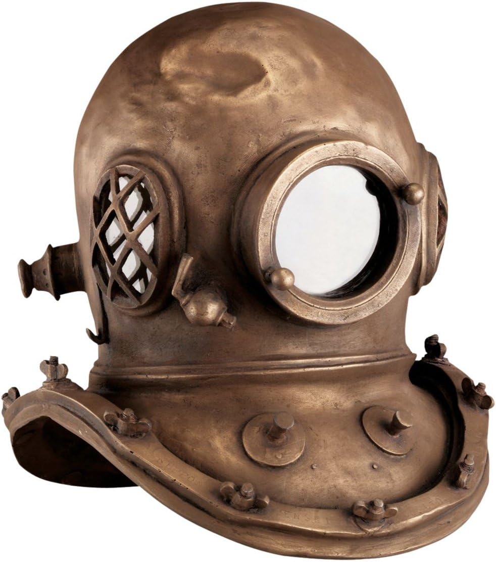 Design Toscano Deep Sea Diver's Helmet Replica Statue, 16 Inch, Fiberglass Polyresin, Bronze Finish