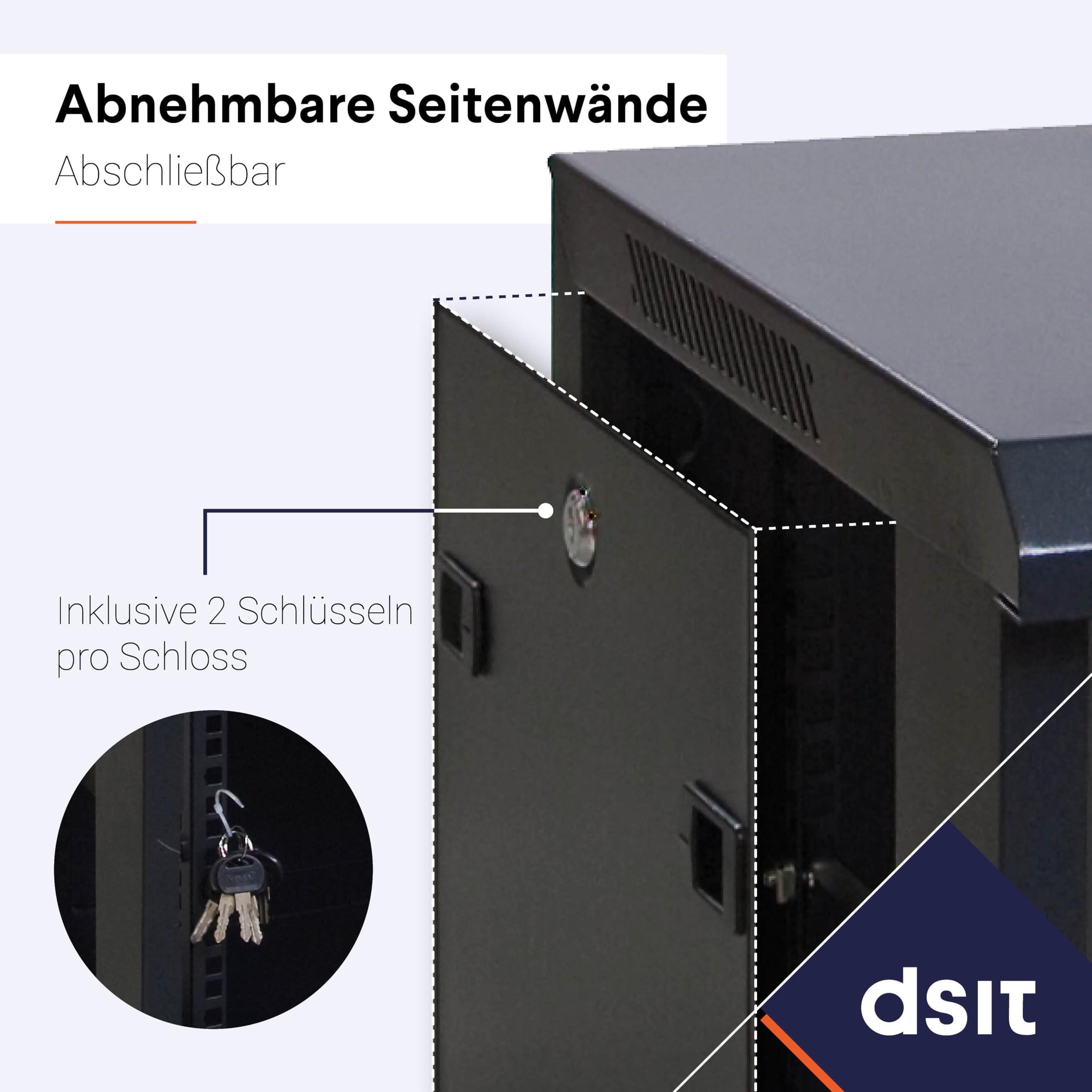 4HE Netzwerkschrank (Serverschrank) 19 Zoll Wandmontage - mit Glastür (BxTxH) 600 x 450 x 280mm - Schwarz - Traglast 60 kg