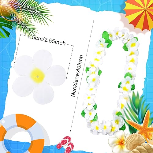 Miniatura 29 de 24 collares hawaianos Leis con flores tropicales Lei floral Luau decoraciones de fiesta hawaiana Luau collares de flores hawaianas Luau guirnalda