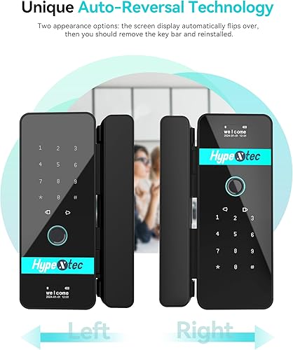 Miniatura 4 de Cerradura de cristal inteligente sin taladro para puertas sin marco, cerraduras de puerta de entrada sin llave de inversión automática con 5 formas