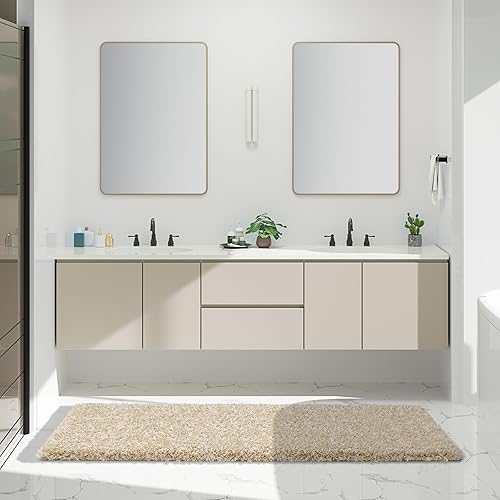 Miniatura 36 de Yimobra Alfombras de baño para baño, 32 x 20 pulgadas, ultra suaves y absorbentes de agua, alfombras de ducha de felpa antideslizantes, tapetes Gris