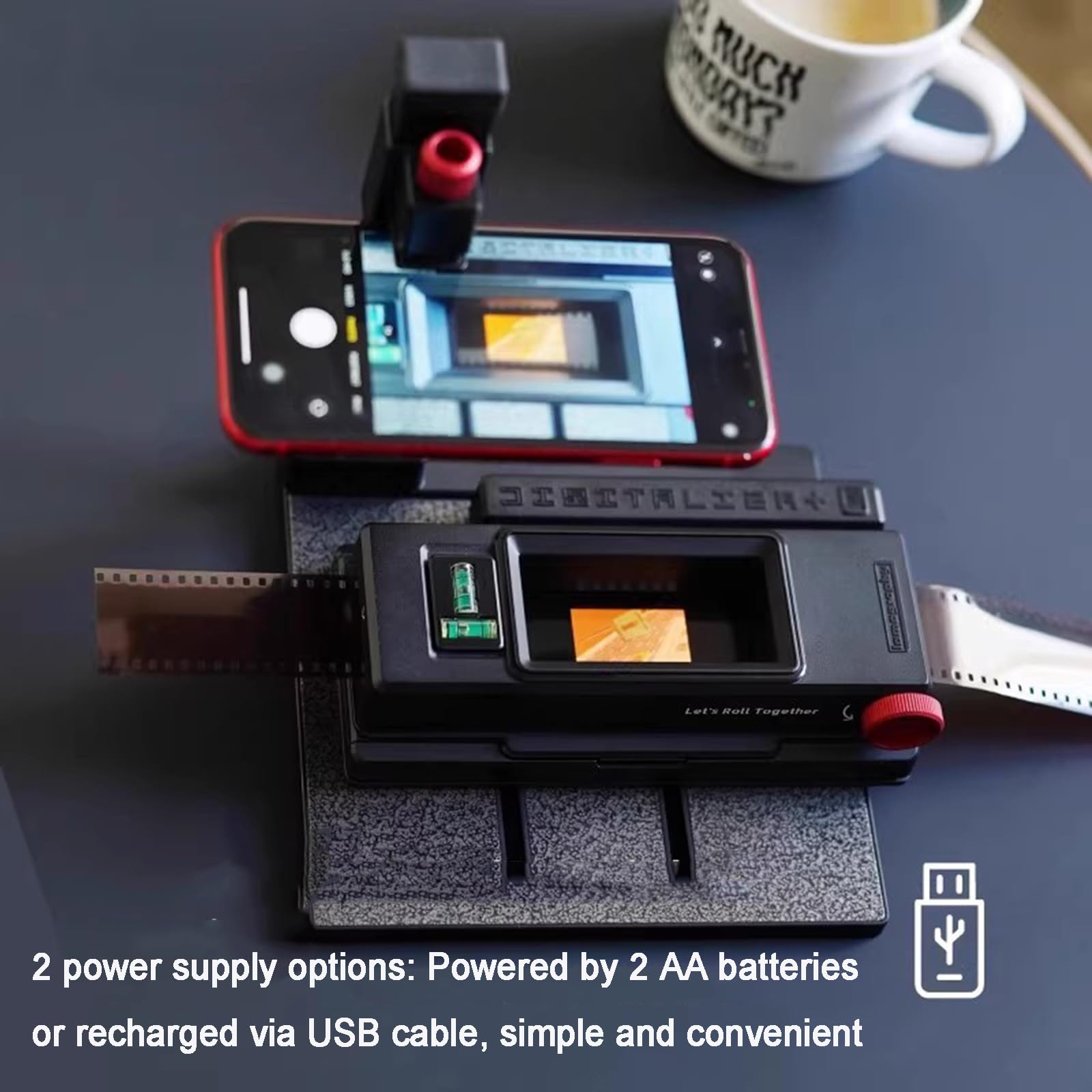 Film Scanner - Sistema di digitalizzazione negativo e diapositiva da 35 mm e 120 con pannello luminoso e clip fissa, compatibile con telefoni e fotocamere DSLR