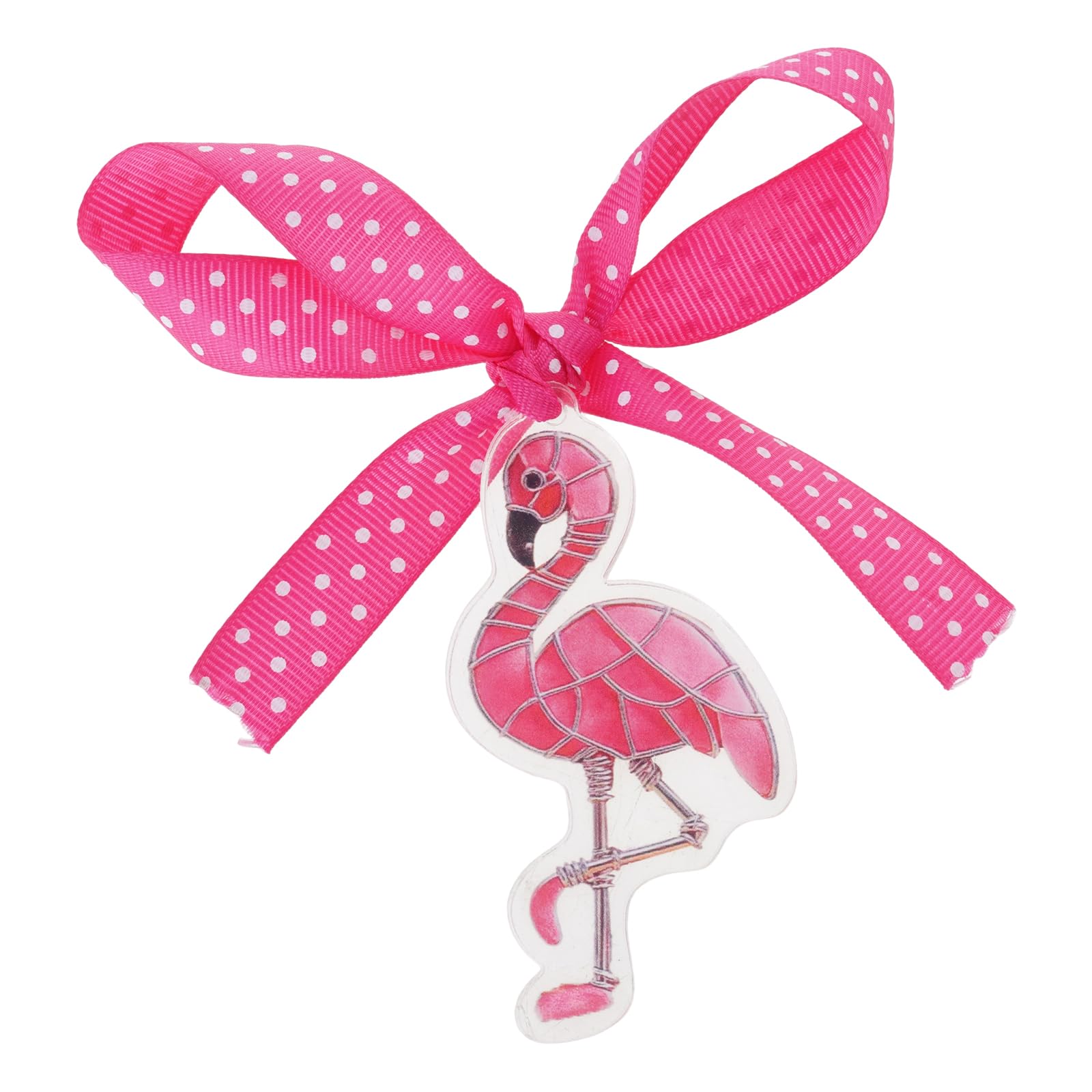 Carotoe Flamingo Sea Glass Acrylic Bird Pendant With Bowknot Christmas Tree Hanging Ornament Decoration For Home Window Decors Artistic Sculpture