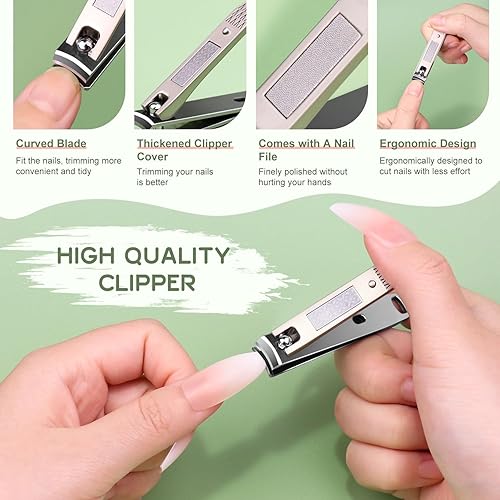 Miniatura 2 de Juego de cortaúñas de manicura y pedicura, cortadores de uñas de acero inoxidable para hombres y mujeres, herramientas de cuidado de uñas con
