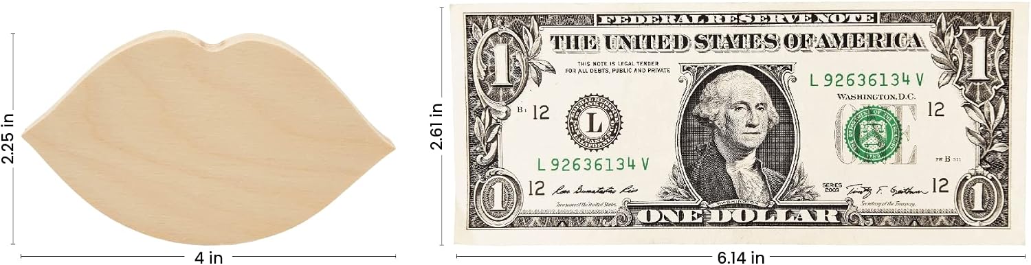 Chunky Lip Cutout 4-inch, Pack of 2 Small Kiss Wooden Valentines Day Decorations for Home Decor & Valentine Crafts, by Woodpeckers