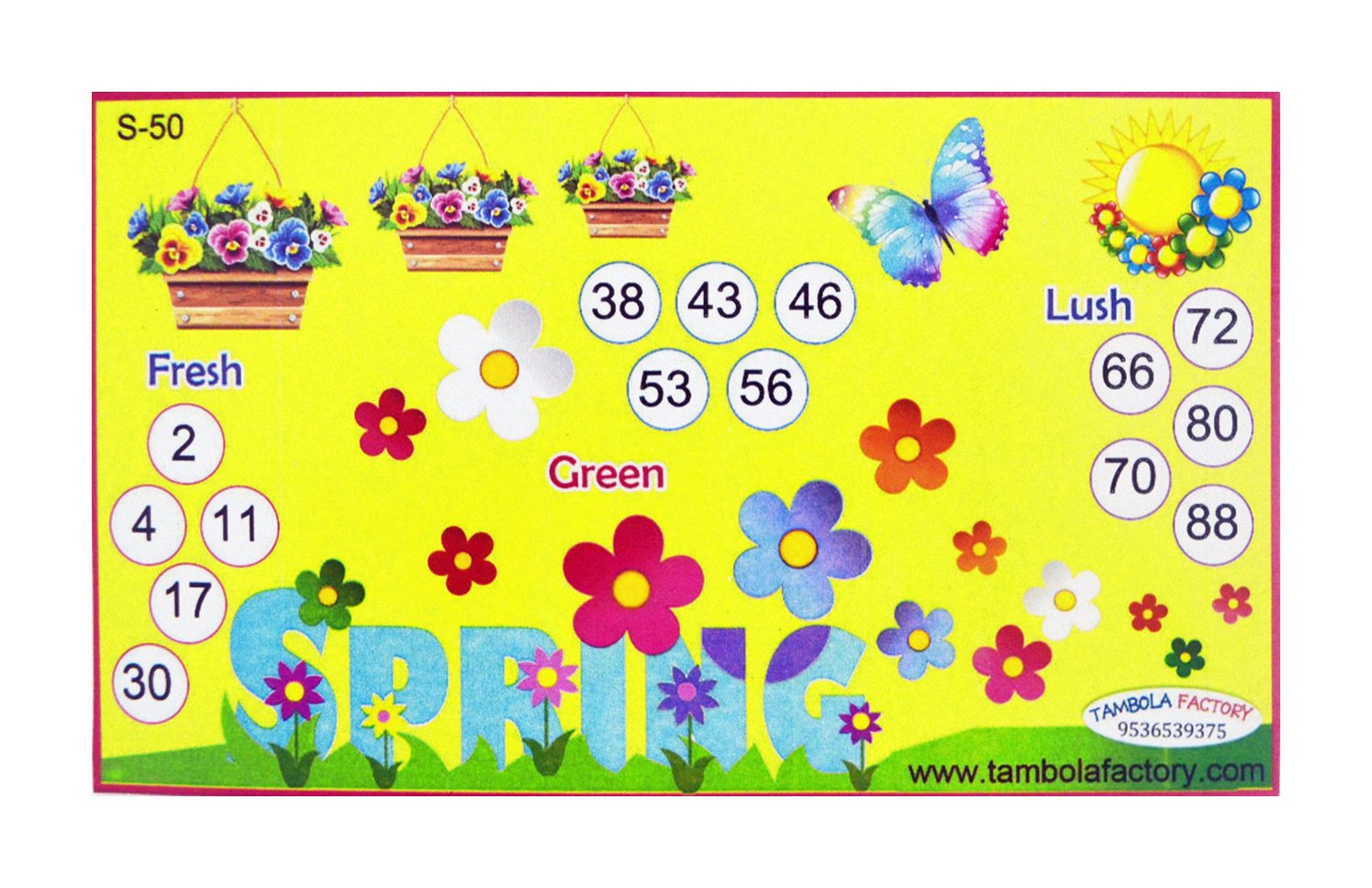 Tambola Factory Spring Party Housie Ticket Game (15.8 Cm X 0.5 Cm X 9.3 Cm, Pack Of 15) For Kids, Multicolor