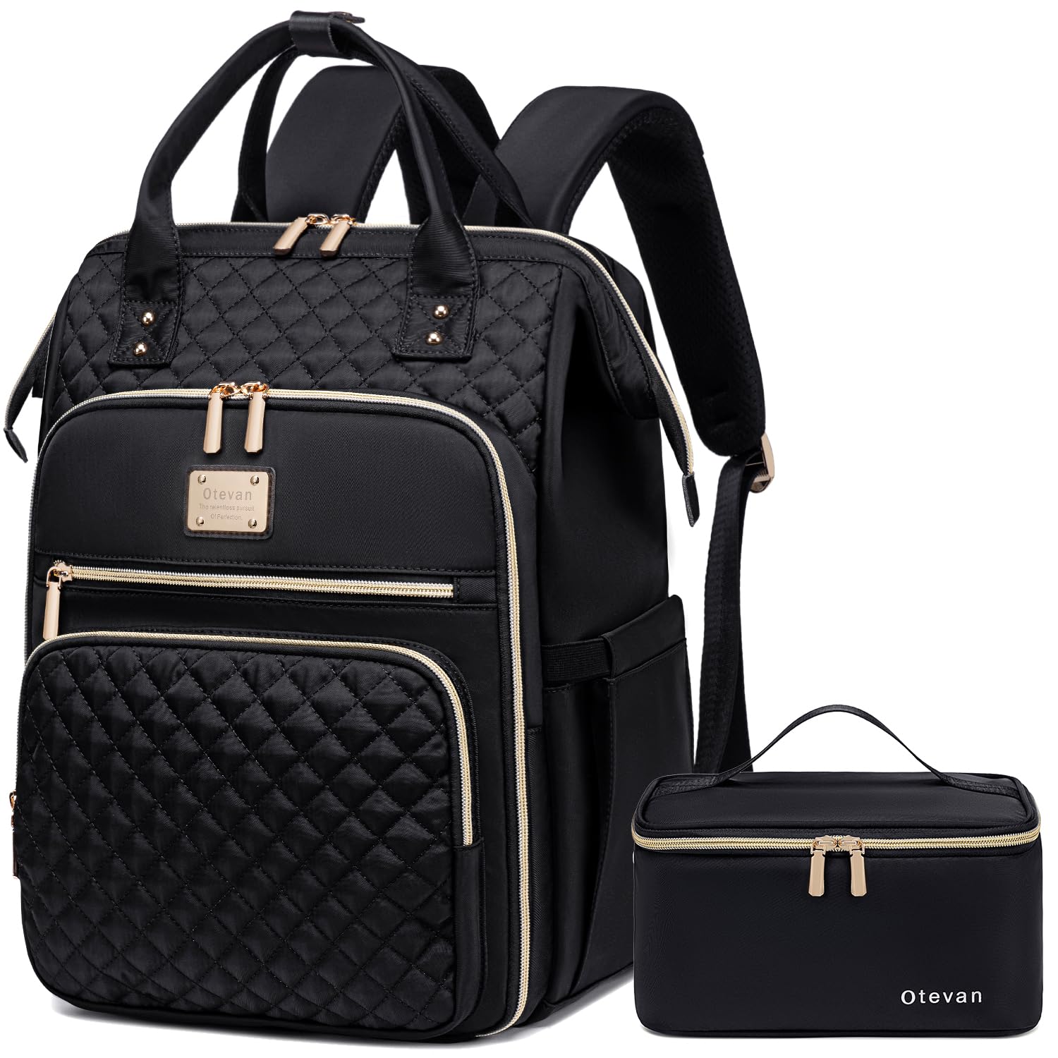 Otevan Lunch Backpack for Women, 15.6 inch Laptop Backpacks for Womens, Work Backpacks with Lunchbox,Insulated Back pack Cooler,Teacher Nurse Travel