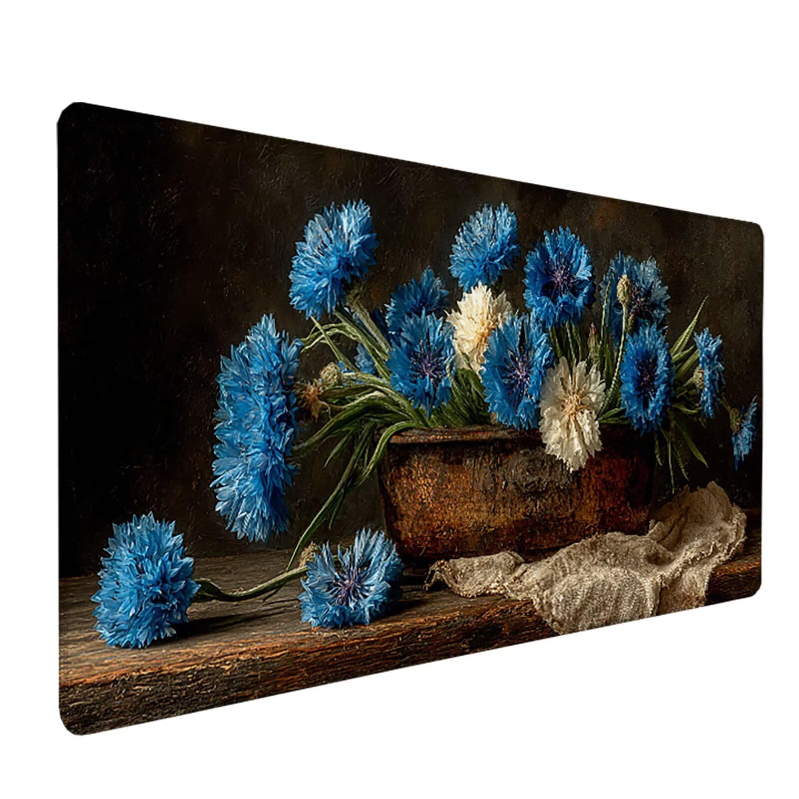 Podkładka na biurko, kwiatowa, dla graczy, 1600 x 800 x 3 mm, podkładka pod mysz z antypoślizgową gumową podstawą, duża, ze zszytymi krawędziami, podkładka pod mysz dla graczy, akcesoria PC, 2-2998