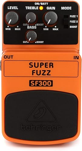 Behringer SUPER FUZZ SF300 - Pedal de efectos de instrumento de distorsión de 3 modos color melocotón