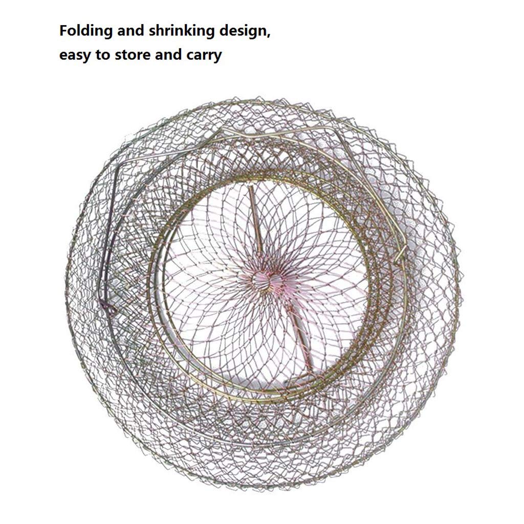 taxiner Foldable Steel Wire Fishing Cage Fish Crab Squid Storage Portable Fish Basket