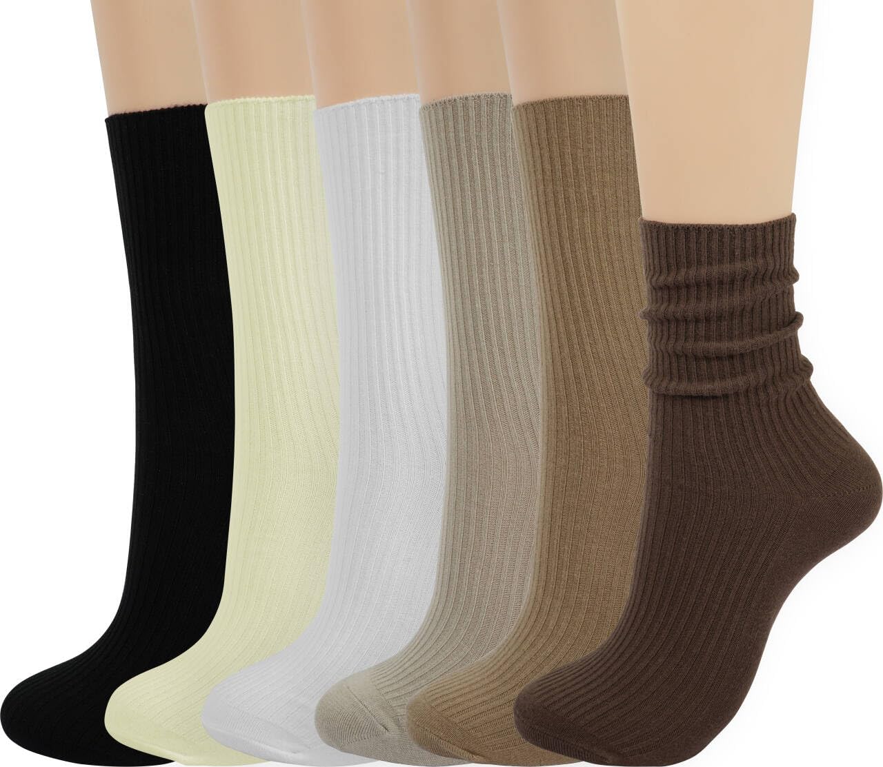 Calf Socks for Women - Thin Solid Cotton Crew Socks - Casual Cute Above Ankle Sock