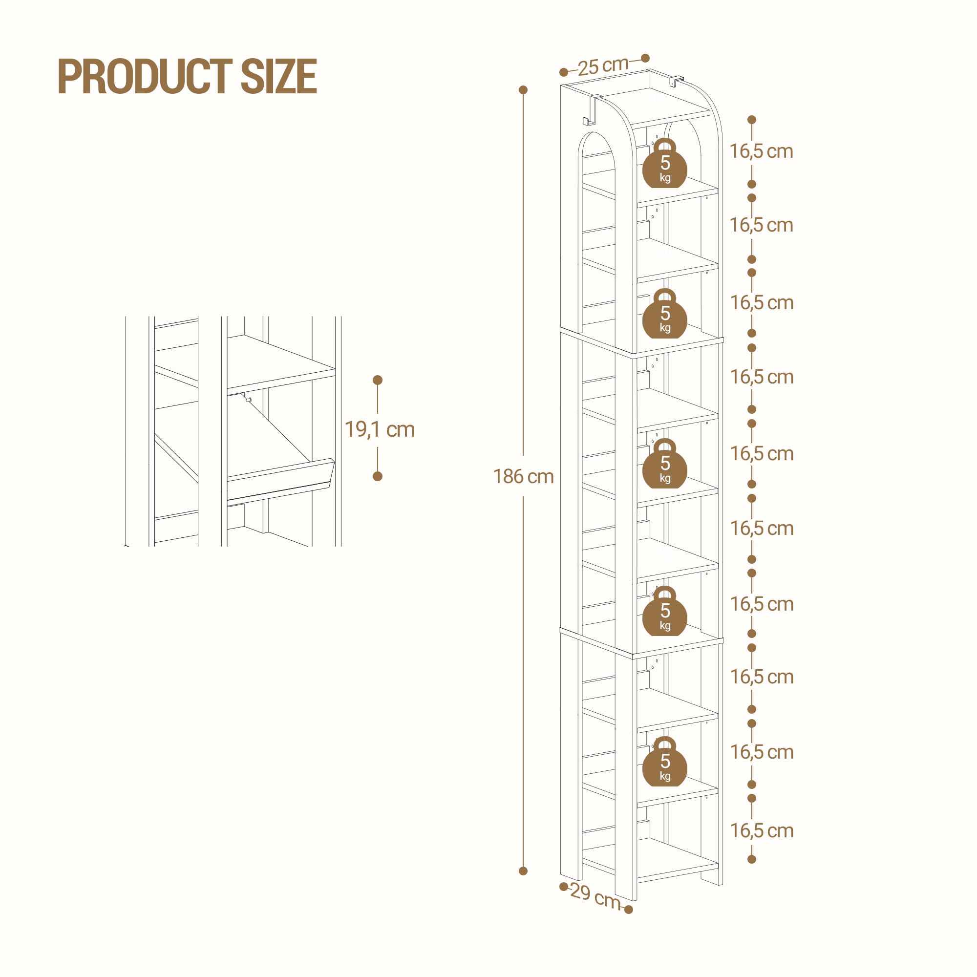 Hzuaneri Scarpiera Verticale, Scarpiera Stretta a 11 Livelli, Scaffale Portascarpe, con Ganci, 29 × 25 ×186 cm, Organizzatore di Scarpe in Legno per Ingresso, Soggiorno, Bianco SR12403X