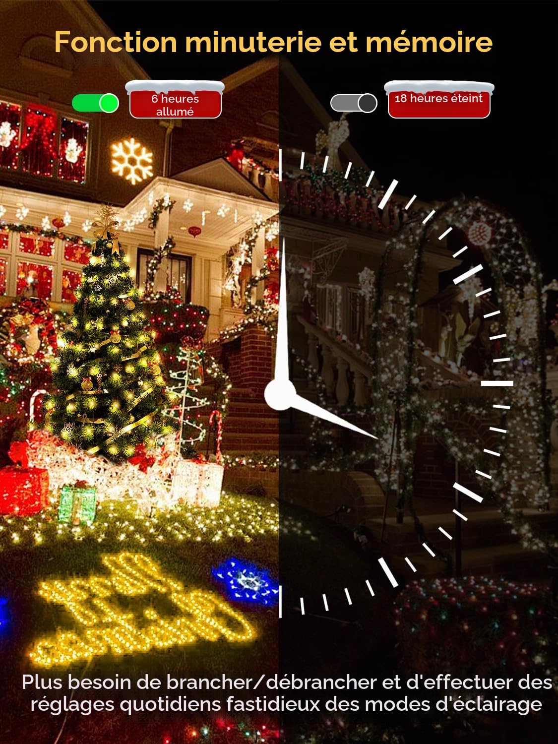 CGN Guirlande Lumineuse Exterieure de Noël, 105M 1000 LED Guirlande Lumineuse Sapin Intérieur et Extérieure Étanche IP65, 8 Modes avec Télécommande Lumières Décoration Noël pour Jardin Fête Mariage