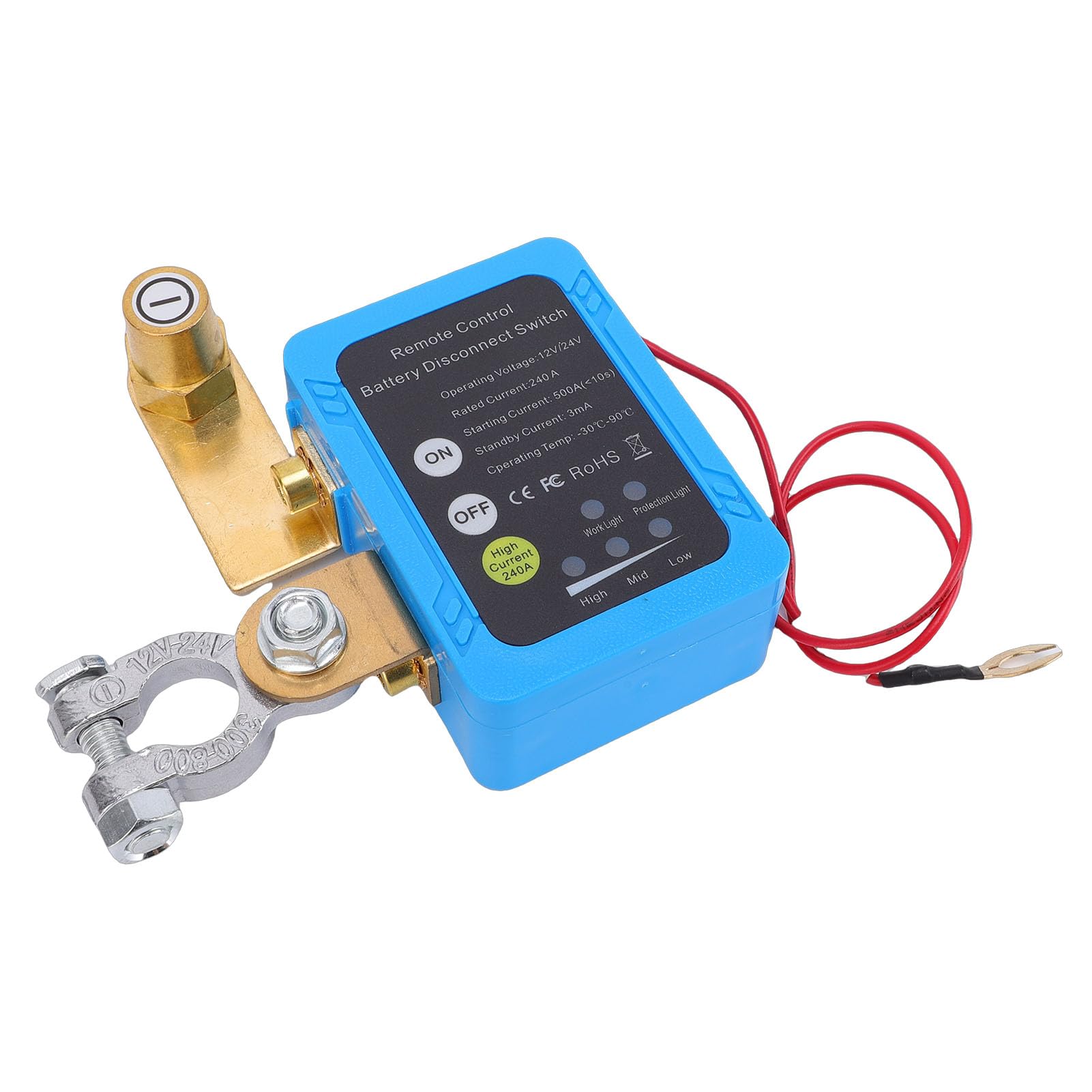 Interrupteur de Déconnexion de Batterie Intelligent Basse Tension 240 A, Interrupteur d'arrêt de Batterie à Distance Antivol avec Coupure à Distance, Idéal pour Camion, Camping-car, VTT,