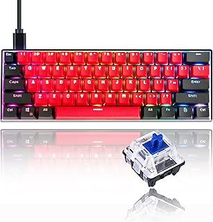 Guffercty kred Gk61 SK61 60% Mechanical Keyboard Custom Hot Swappable 60 Percent Gaming Keyboard with RGB Backlit, NKRO, Programmable for Win PC Mac (Gateron Optical Blue, Milan)