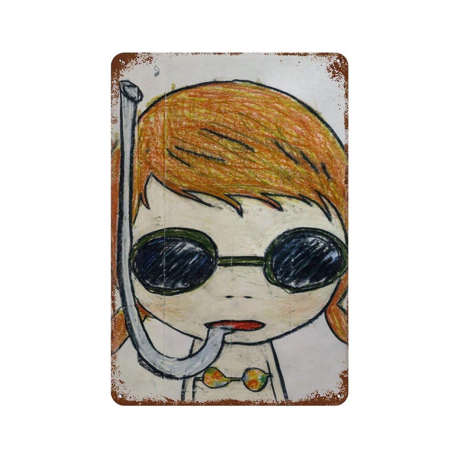 xiaoxiaoshen Girl With Snorkel. Yoshitomo Nara Contemporary Wall Decor Art Metal Tin Poster Modern Home Decor Art Home Bar Shop Decorations Vintage Sign 30x20cm