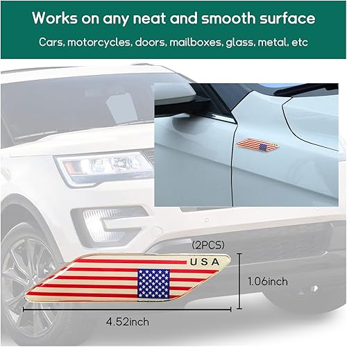 Miniatura 8 de 2 emblemas de bandera tricolor 3D, emblema de aluminio para guardabarros delanteros de automóvil, calcomanías para automóviles y calcomanías de