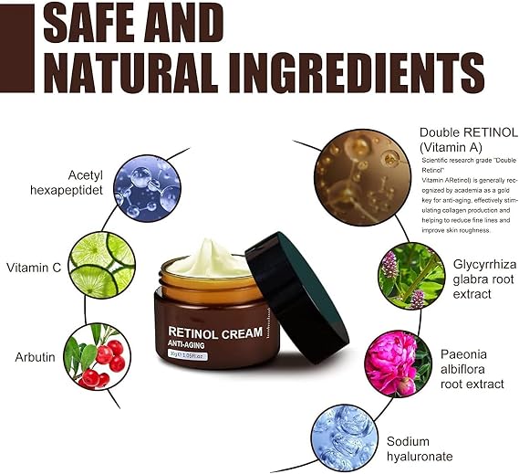 Retinol Anti Aging Wrinkle Removal Skin Firming Cream, Retinol Body Lotion Firming Moisturizer, Anti-Aging Face Cream for Lines and Wrinkles, 30g (1pcs)