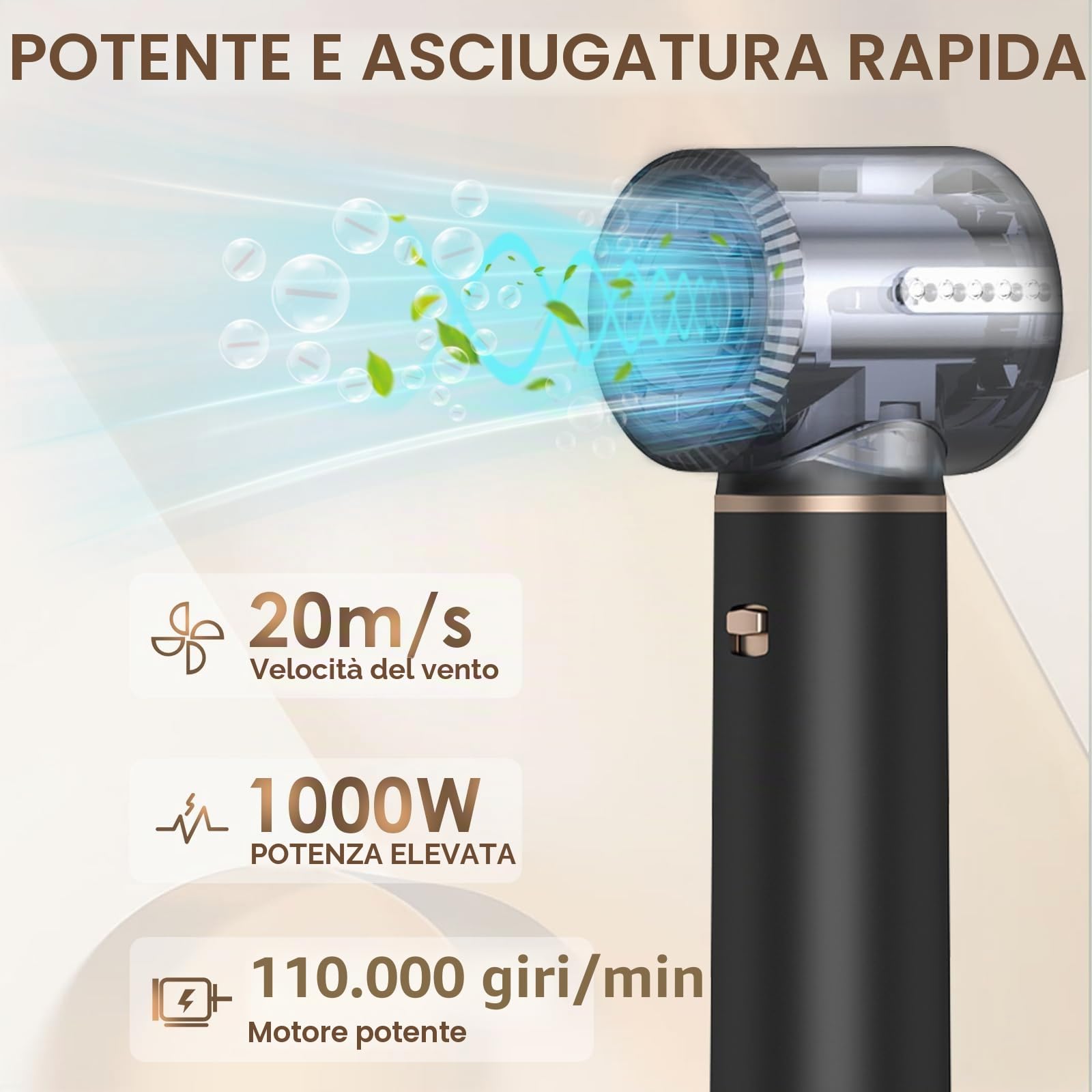 Spazzola Asciugacapelli Multifunzione, Air Styler 5 in 1, Ferro Arricciacapelli Ioni Negativi, Piastra con 5 Accessori, 3 Temperature, Spazzola ad Aria Calda per Asciugatura Raddrizzamento