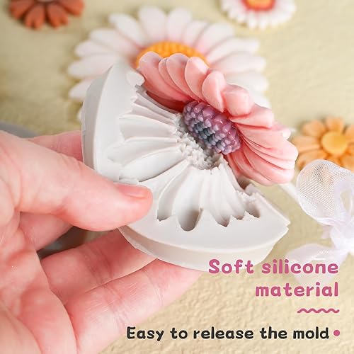 Miniatura 3 de KALAIEN Molde de silicona de flores de crisantemo para decoración de pasteles de fondant, chocolate, azúcar, decoración de pasteles de caramelo,