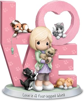 The Bradford Exchange Precious Moments Blessed & Cat Obsessed Cat Mom HandPainted Resin Figurine