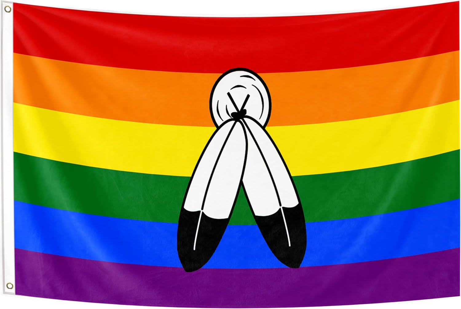 Two Spirit Rainbow Pride Flag 3x5ft Vivid Color LGBTQ+ Community Banner Gay Lesbian Bisexual Transgender Flag For Pride Month Events Parades Party Decor