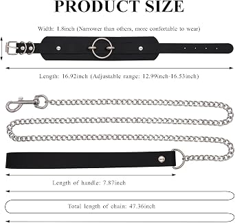 Leather Collar Leash Set, Leather Choker Necklace for Women Black Collar