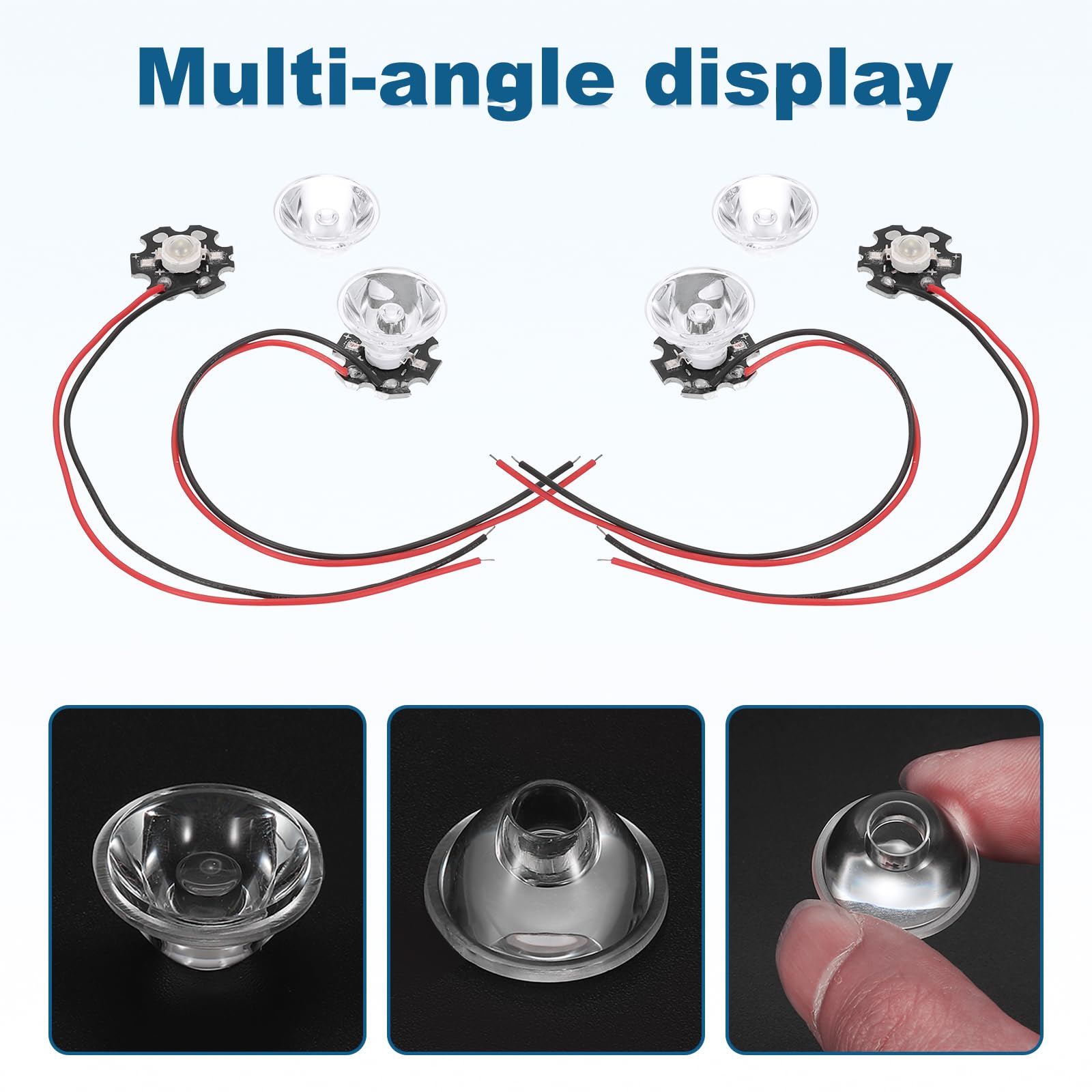 PATIKIL 90 Gradi 20mm Lente LED Ad Alta Potenza, 20 Pz Lente Riflettore Collimatore Ottica Acrilica PMMA Superficie Liscia Lenti A Fuoco Per Lampadina LED 1W Pannello Faro, Trasparente