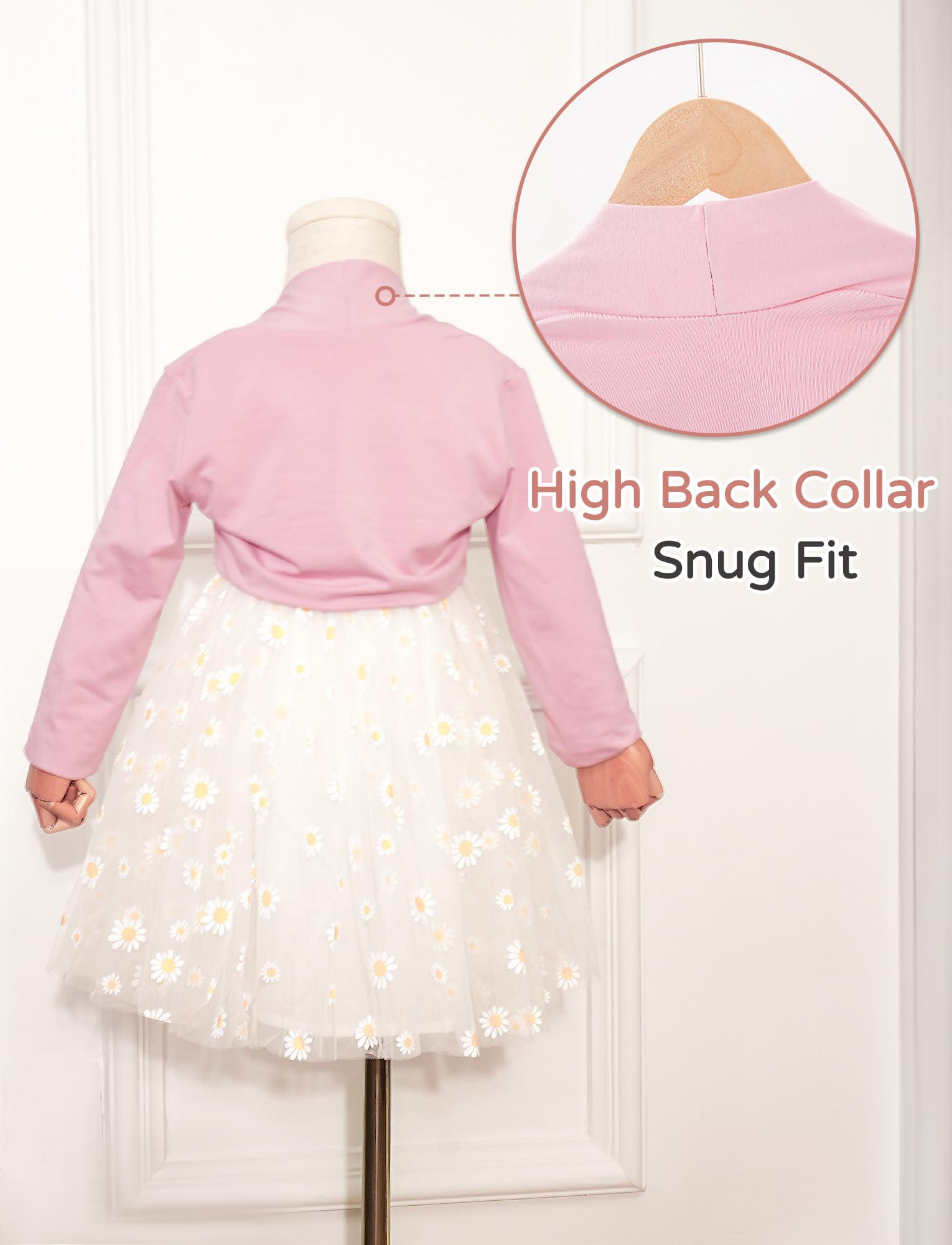 SEAUR Toddler Dance Shrug Girls Long Sleeve Bolero Jacket Kids Ballet Leotard Athletic Shrug Arm Sleeve Cooling Shawl with Finger Holes 11-12T Pink