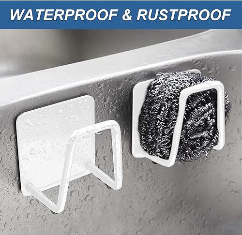 Miniatura 3 de Soporte de esponja para fregadero de cocina, soporte de esponja adhesivo fuerte para encimera de fregadero, esponja de platos y soporte