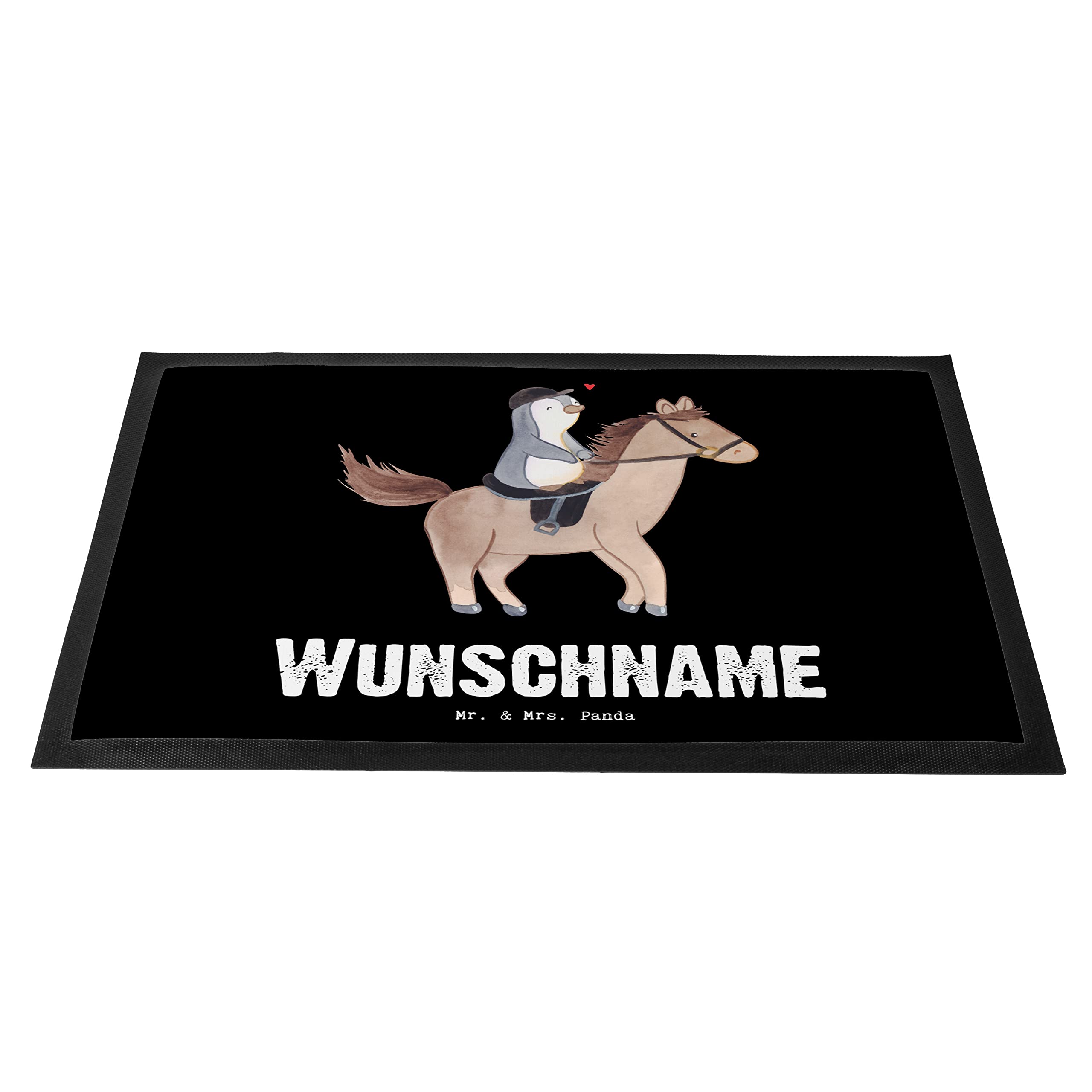 Mr. & Mrs. Panda Fußmatte personalisierbar Pferd Reiten 40 x 60 cm - Personalisierte Geschenke, Reitverein, Fussmatte personalisiert, Geschenk, Pferde, Türmatte, mit Namen, Reitstall, Reitsport