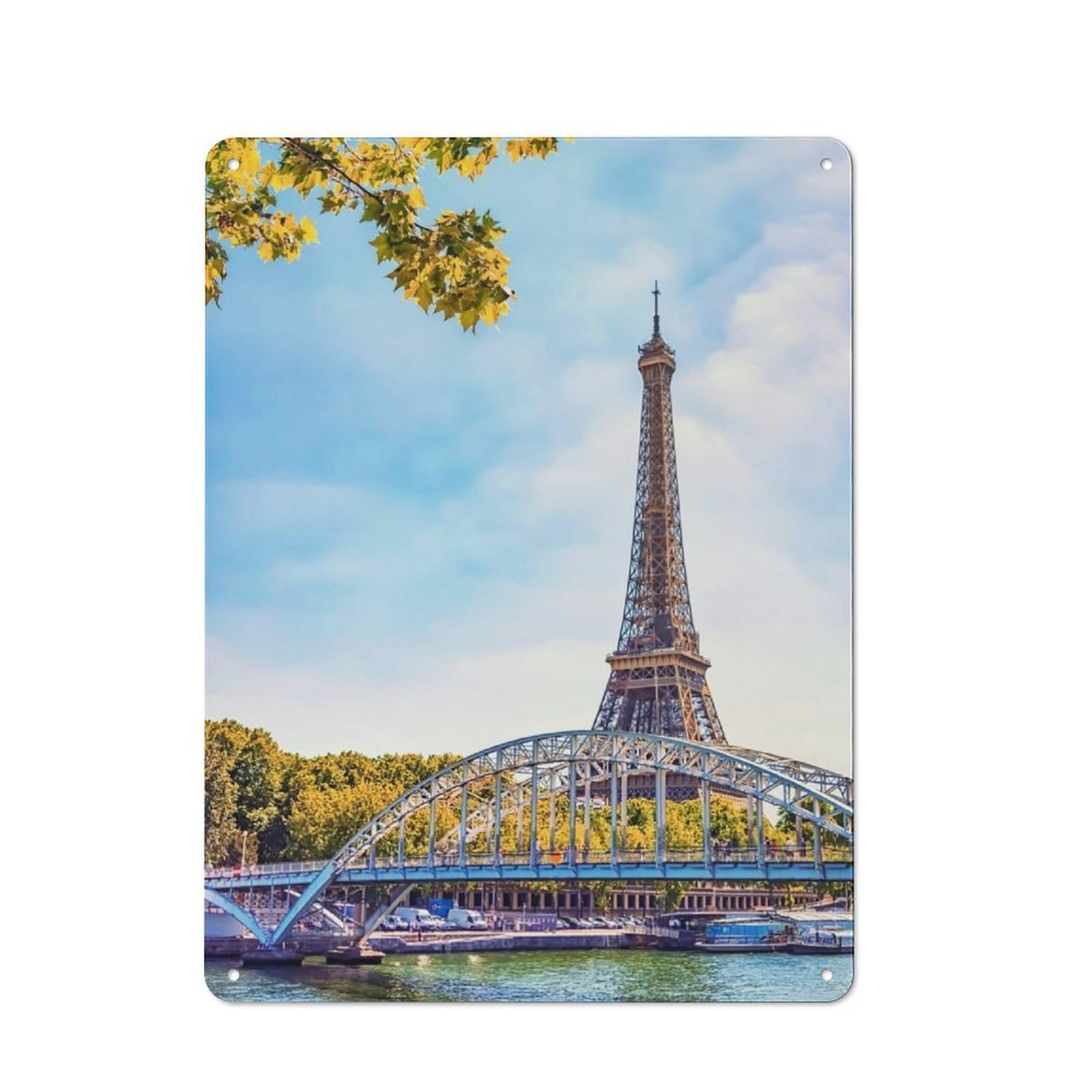 Junmoney Passerelle Debilly Rustic Metal Sign 40X30cm Featuring For Hallway Wall, For Collectors Decorating Hallways And Entrance Areas