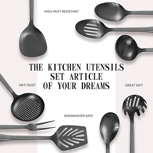 Miniatura 3 de Juego de utensilios de cocina de acero inoxidable 304  9 utensilios de cocina, juego de espátulas de metal para cocina, juego de herramientas de