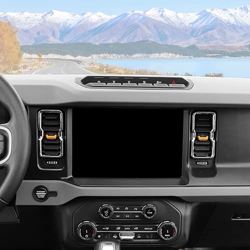 Vista 38 de Bronco - Cubierta de anillo de ventilación de salida de aire acondicionado, 4 piezas de cubierta de anillo de ventilación de CA para consola central