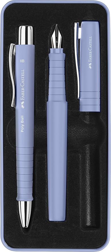 FABER-CASTELL 241051 – Schreibset Poly Pen mit Kugelschreiber und Füller, pale iris FABER-CASTELL 241051 – Schreibset Poly Pen mit Kugelschreiber und Füller, pale iris