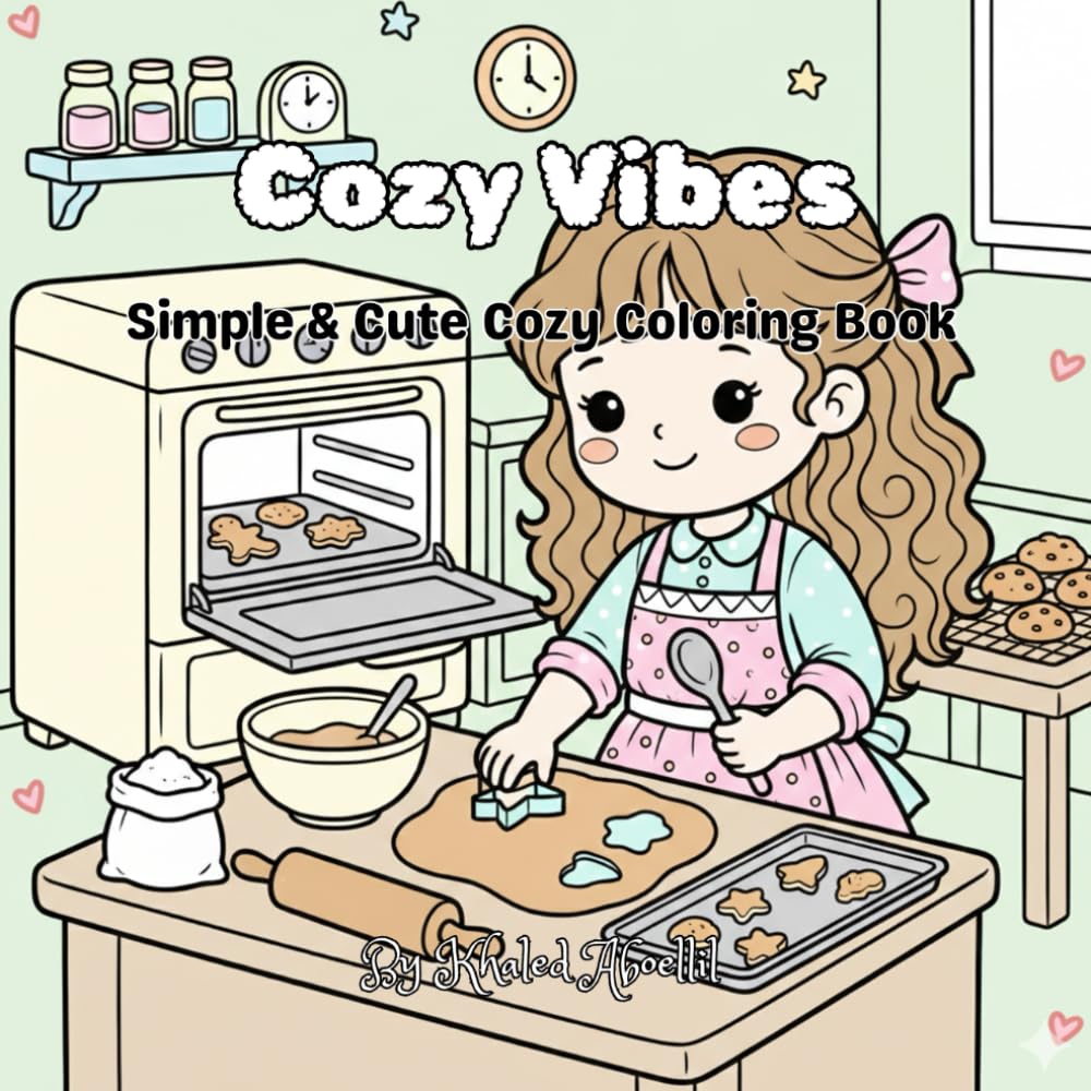 Cozy Vibes – A Cute & Relaxing Coloring Book: Adorable Girls & Animals | Cozy Aesthetic Coloring Book for Teens & Adults
