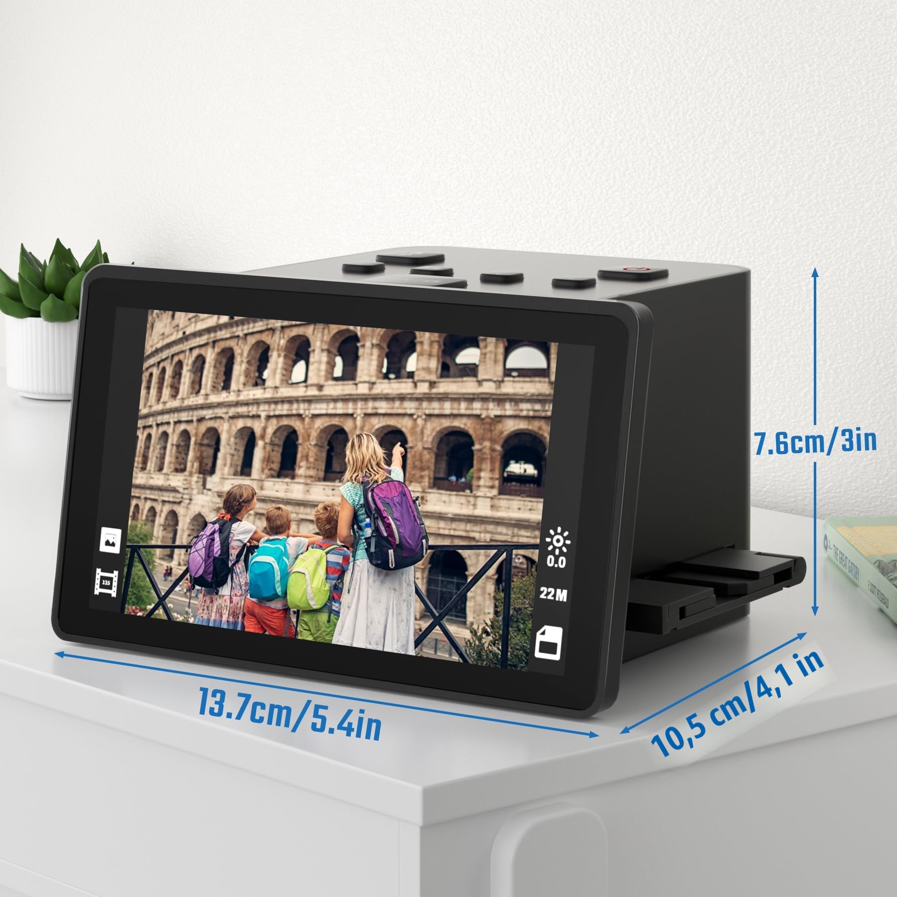 Scanner numérique de films et de diapositives avec grand écran LCD de 5 pouces, scanner négatif et scanner de diapositives pour numériser, convertit 135, 126 KPK, 110 négatifs et super 8 films en 22