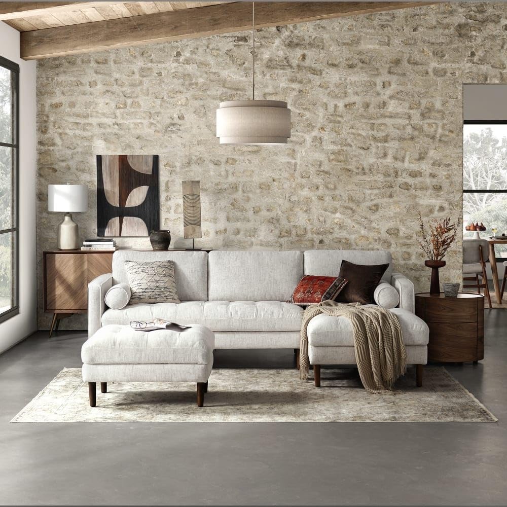 The Clever Couch Madison LShape Sofa Set with Ottoman, 5 Seater Living