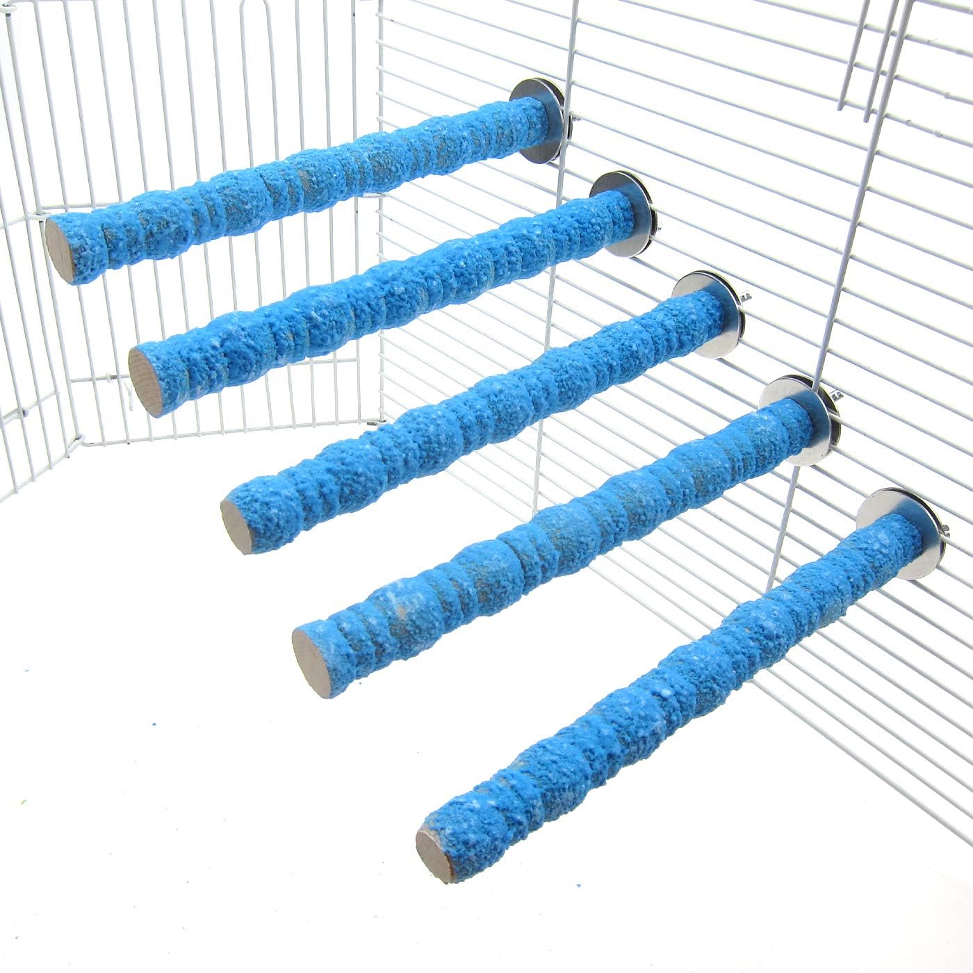 Alfie Pet - Aletris 5-Piece Set Sand Covered Perch for Birds - Color: Blue, Size: Large