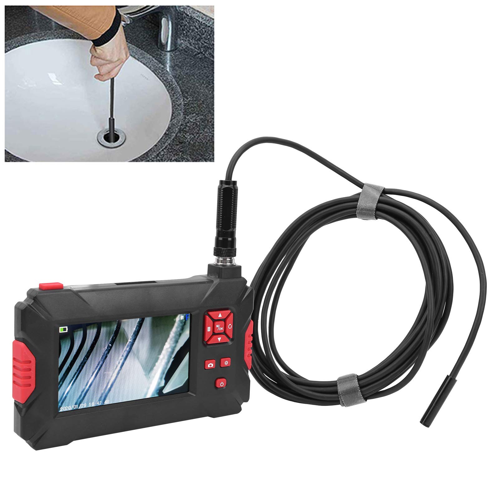 Cámara de endoscopio digital P30 Cámara de boroscopio de doble lente industrial impermeable con pantalla LCD y 9 ​​luces(10M)