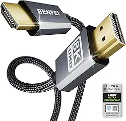 BENFEI Cabo HDMI para HDMI 8K, cabo HDMI de alta velocidade certificado 4K @240Hz, 8K @60Hz, HDMI 2.1, 1,8 m, 48 Gbps, revestimento de alumínio, nylon trançado