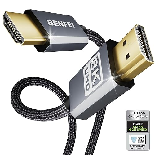BENFEI Cable HDMI a HDMI, 4K 240Hz, 4K 144Hz, 8K 60Hz, HDMI 2.1, 6 pies, 48Gbps, carcasa de aluminio, trenzado de nailon