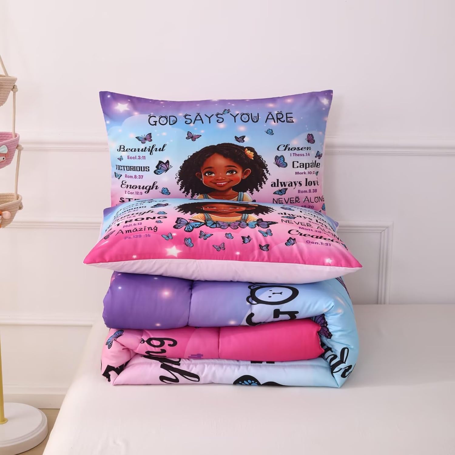 Black Girl Comforter Set Twin for Kids Teens,God Says You are Comforter Set Black Girl Magic Bedding Set,African American Bed Bedroom Set - Image 9