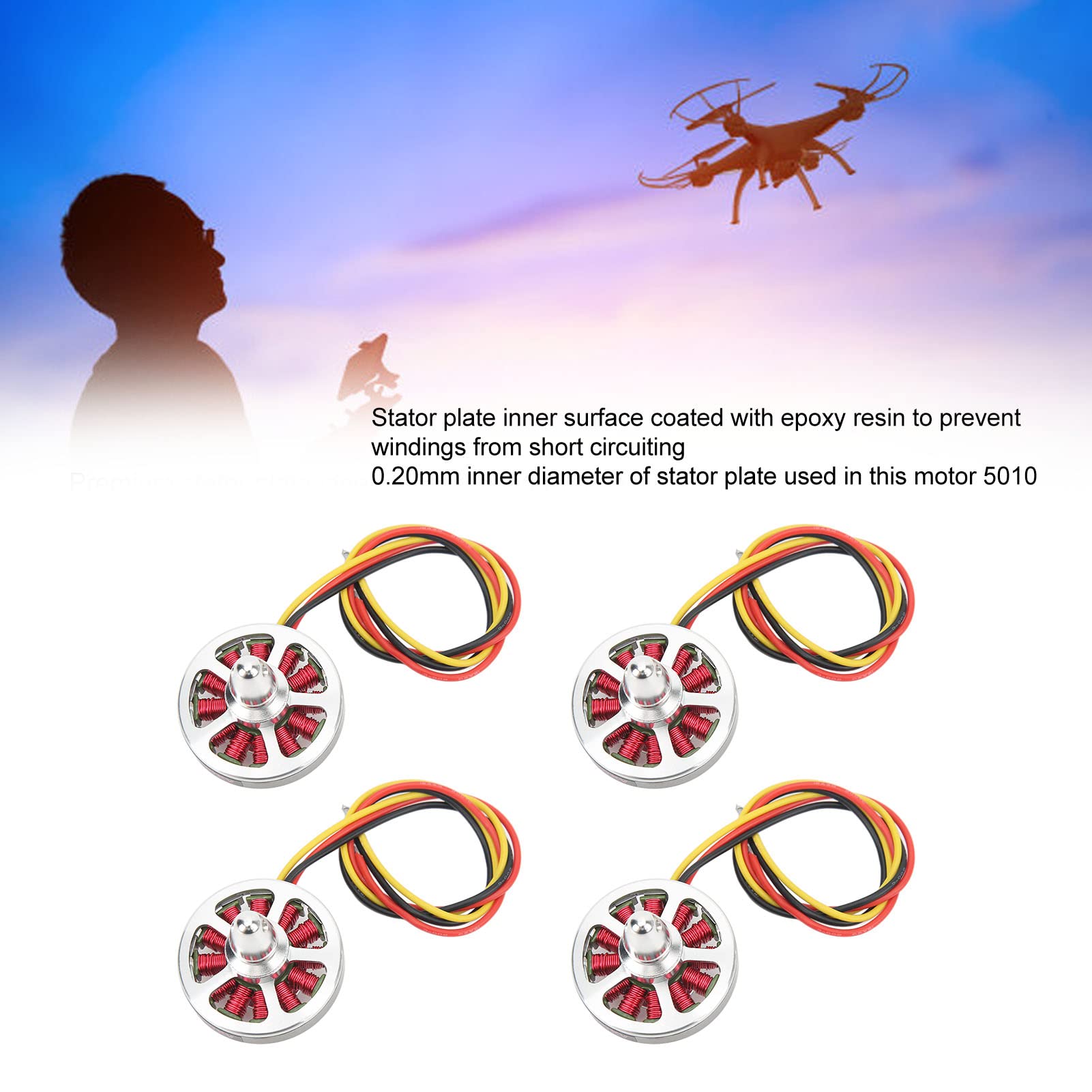 Bezszczotkowy Silnik RC 750KV Najwyższej Jakości Wieloosiowy Silnik Bezszczotkowy do Quadcoptera Drone 4 szt. Mm Srebrny