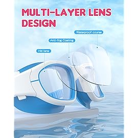 Zeligerstar Kids Swim Goggles,Swimming Goggles for Kids 6-14, Anti-Fog UV Protection Pool Glasses for Boys Girls (White/Blue+Clear Lens)