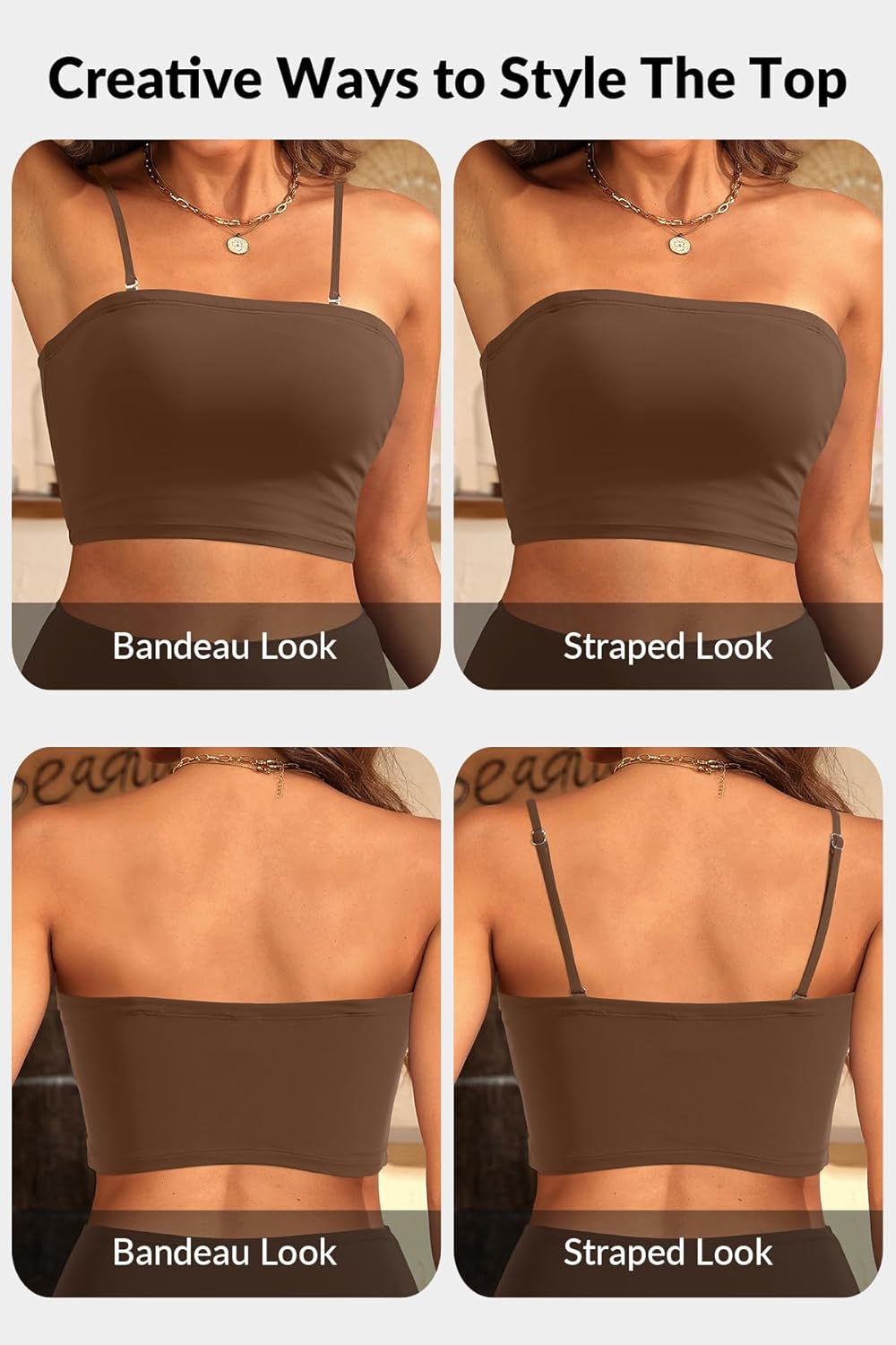 Tempt Me Women Bandeau Bikini Set Strapless High Waisted Two Piece Swimsuit Longline Bathing Suits - Image 5