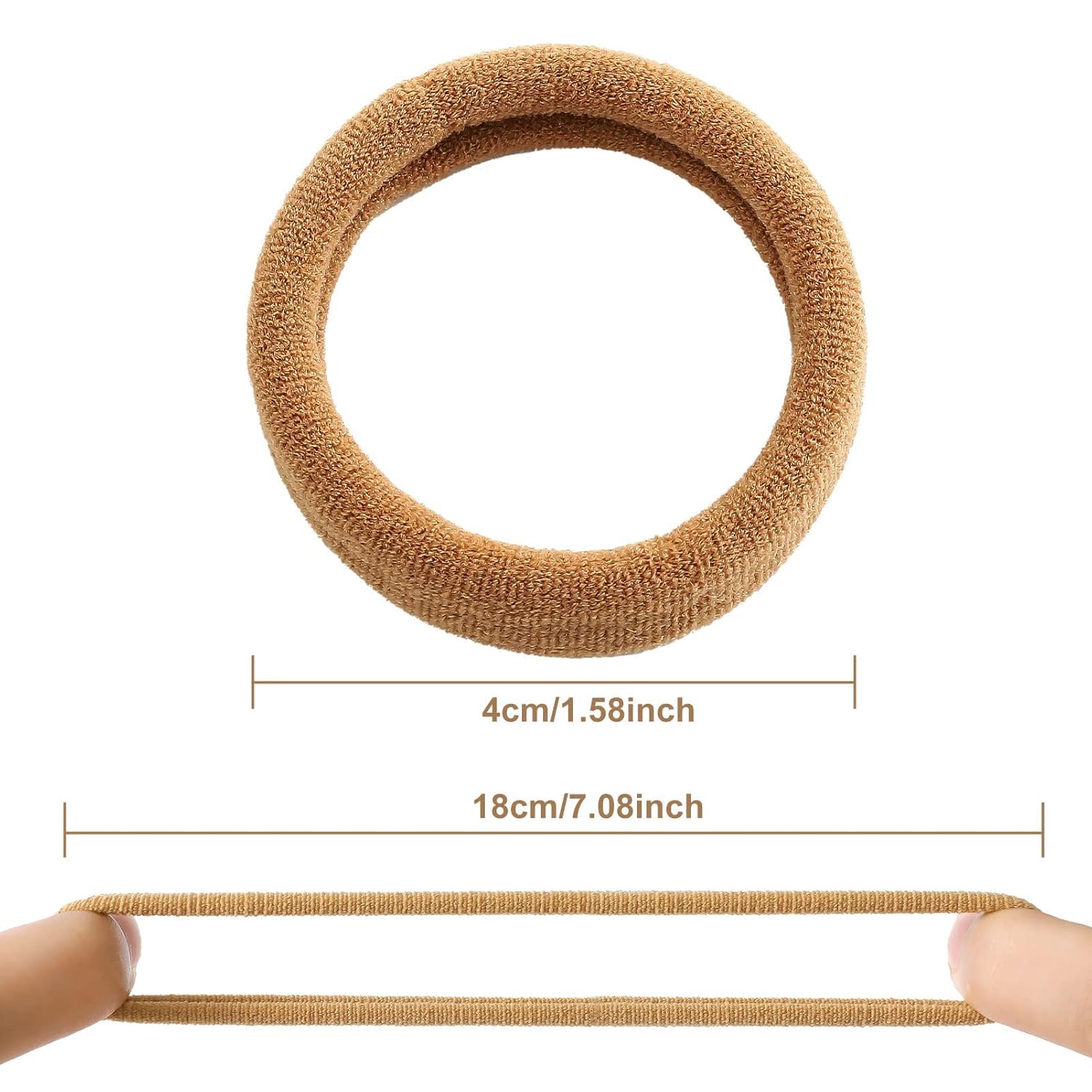 100 Pcs Thick Seamless Hair Ties, Ponytail Holders Hair Accessories No Damage for Thick Hair Christmas Gift(Light Brown Colors) image 4